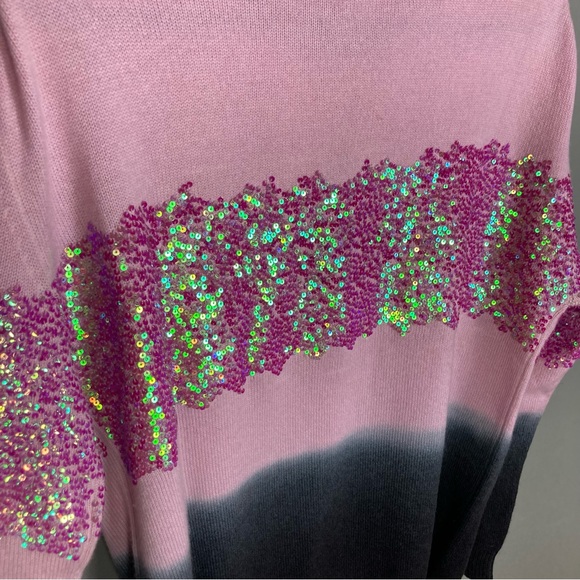 NWT Prabal Gurung sequin-embellished ombre cashmere wool sweater pink size large - Picture 9 of 15